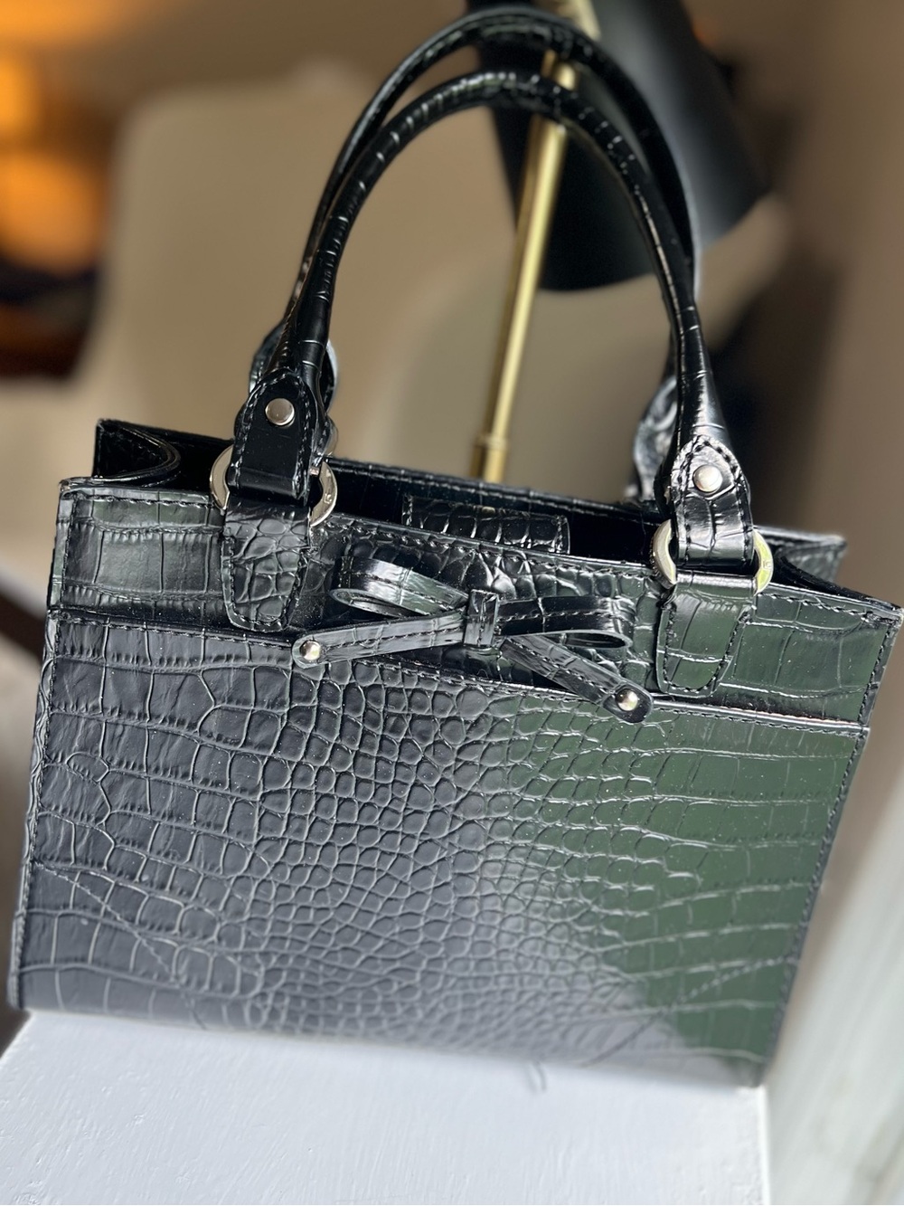🖤 Liz Claiborne Black Croc Embossed Shoulder Bag 🖤